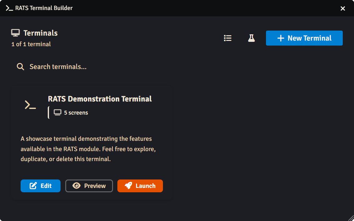 Terminal Builder - Terminal List